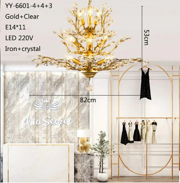 American Luxurious Crystal Chandelier E14 Led For Restaurant Lighting Modern Home Decor Fixtures