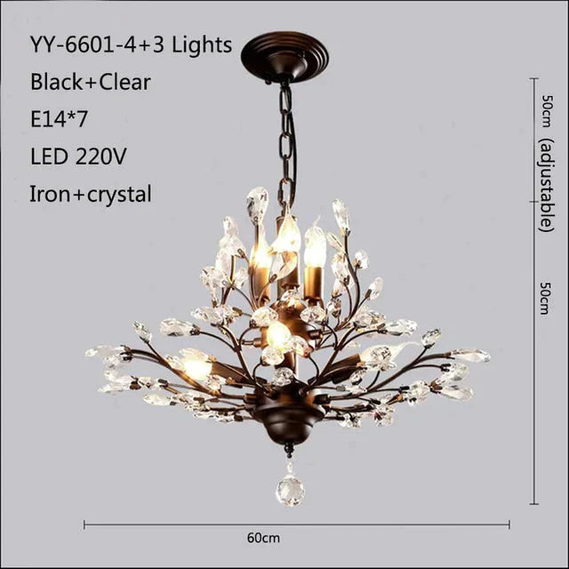 American Luxurious Crystal Chandelier E14 Led For Restaurant Lighting Modern Home Decor Fixtures