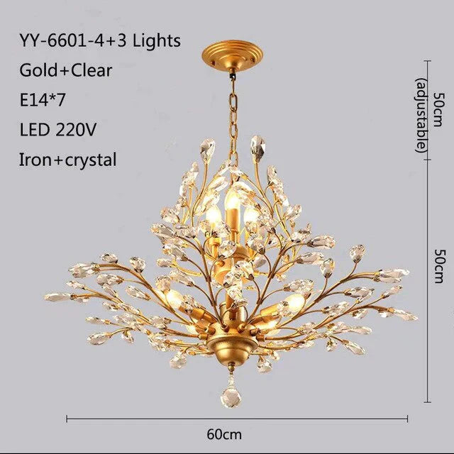 American Luxurious Crystal Chandelier E14 Led For Restaurant Lighting Modern Home Decor Fixtures