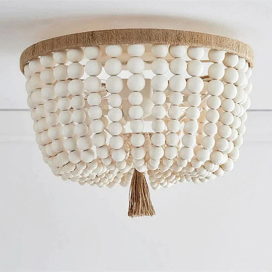 Modern Minimalist Round Wooden Beads E27 Led Pendant Lamp Children Bedroom Crystal Light Living