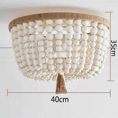 Modern Minimalist Round Wooden Beads E27 Led Pendant Lamp Children Bedroom Crystal Light Living