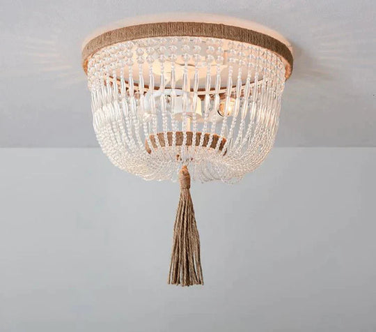 Modern Minimalist Round Wooden Beads E27 Led Pendant Lamp Children Bedroom Crystal Light Living