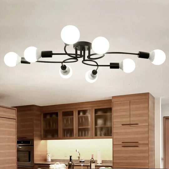 Modern Novelty 8 Lights Iron Glass Ceiling Lamp Led E27 Europe Simple Light With 2 Colors For