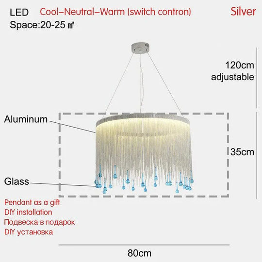 Modern Pendant Light For Bar Led Lamp Dining Simple Silver Waterfall Lamps Vintage Lights Living