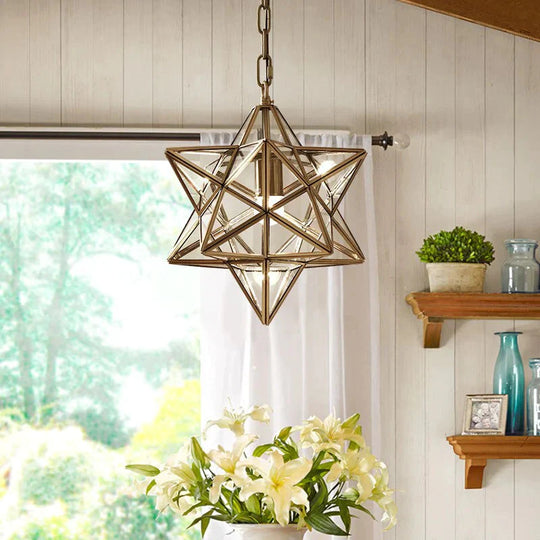 Loft Decor Star Copper Pendant Lights For Dining Room Lustre Salon Modern Lighting Suspension