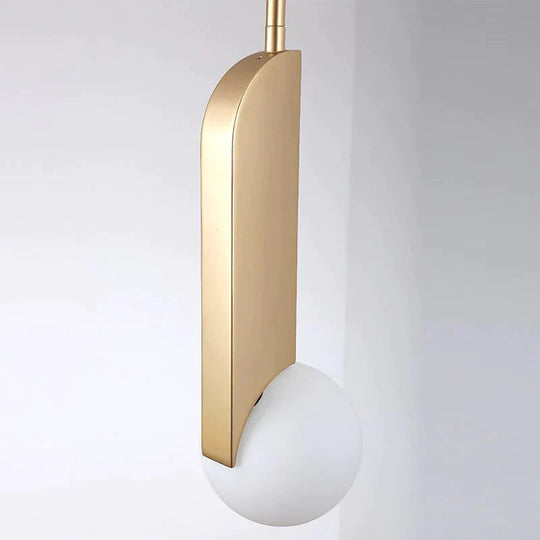 Modern Gold Pendant Light Bedroom White Glass Hanging Led Lamp Kitchen Minimalist Fixtures Dining