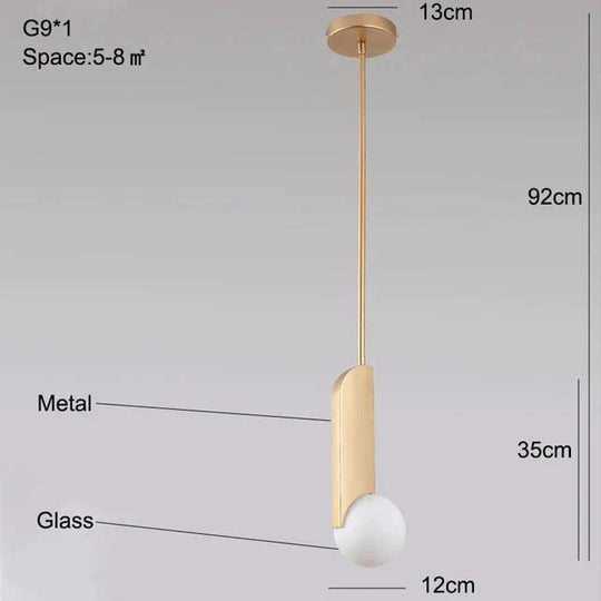 Modern Gold Pendant Light Bedroom White Glass Hanging Led Lamp Kitchen Minimalist Fixtures Dining