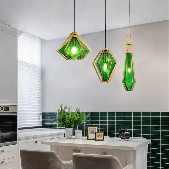 Contemporary Multicolored Glass Pendant Lamp For Various Settings
