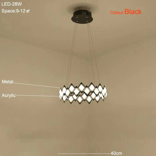 Highly Bright Led Pendant Lamp Living Room Light Dining Lamps Bedroom Black Metal Hanging Lighting