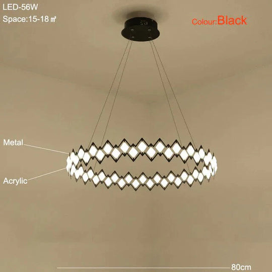 Highly Bright Led Pendant Lamp Living Room Light Dining Lamps Bedroom Black Metal Hanging Lighting