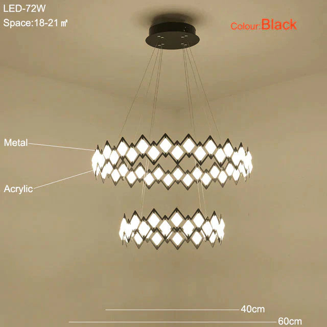 Highly Bright Led Pendant Lamp Living Room Light Dining Lamps Bedroom Black Metal Hanging Lighting