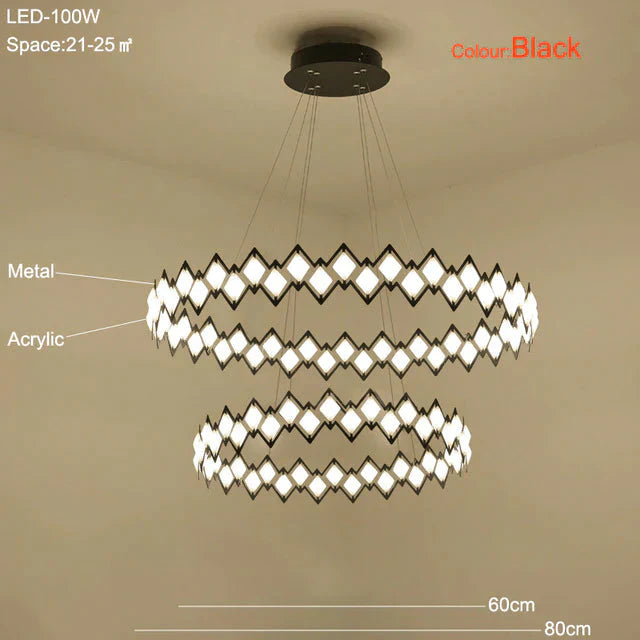 Highly Bright Led Pendant Lamp Living Room Light Dining Lamps Bedroom Black Metal Hanging Lighting