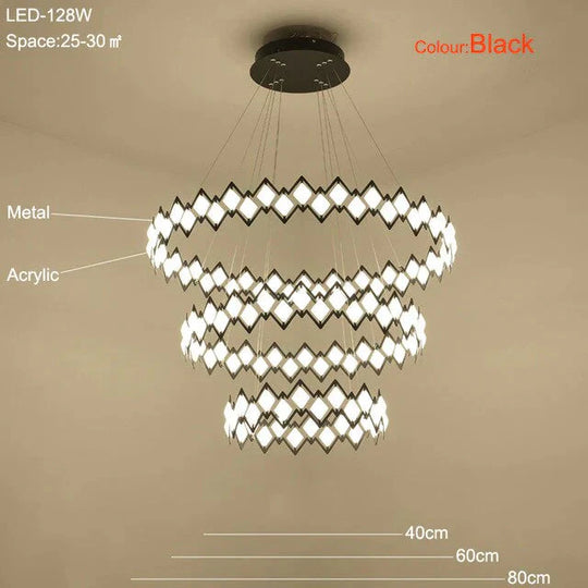 Highly Bright Led Pendant Lamp Living Room Light Dining Lamps Bedroom Black Metal Hanging Lighting