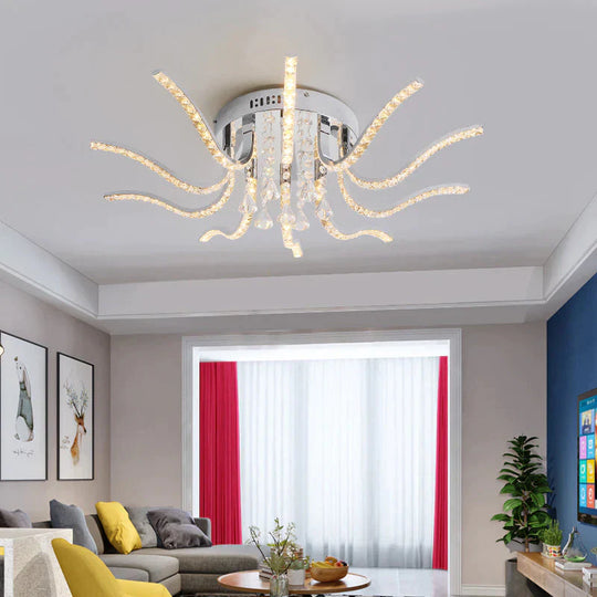 Chrome Plated Finish Crystal Rc Modern Led Ceiling Lights For Living Room Bedroom Sutdy Dimmable