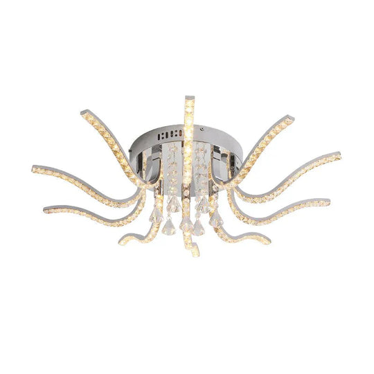 Chrome Plated Finish Crystal Rc Modern Led Ceiling Lights For Living Room Bedroom Sutdy Dimmable