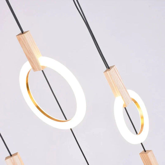 Ring Shaped Wooden Led Pendant Lights Bedroom Lamp Dining Room Indoor Home Decor Wood Hanging