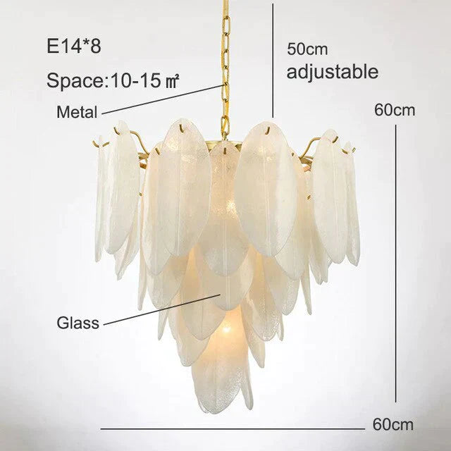 Luxury Brass Chandelier Living Milky White Glass Feather Lustre Hall Copper Lighting Corridor