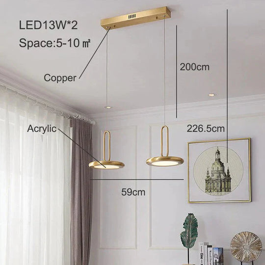 Pendant Light Ufo Disk Bedroom Copper Lamp Dining Room Hanging Ceiling Lamps Kitchen Modern Gold