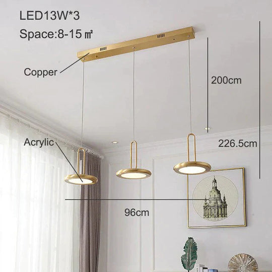 Pendant Light Ufo Disk Bedroom Copper Lamp Dining Room Hanging Ceiling Lamps Kitchen Modern Gold
