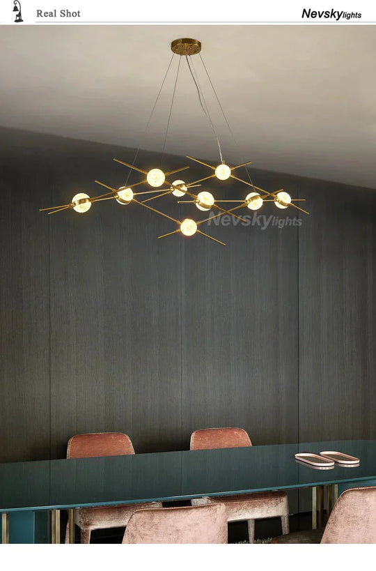 Gold Simple Led Pendant Light Living Room White Neutral Cool Hanging Lamp Modern Kitchen Fixture