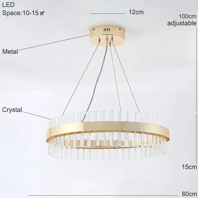 Norris - Luxury Crystal Pendant Light Living Room Led Lamps Dining Modern Hanging Lighting Bedroom