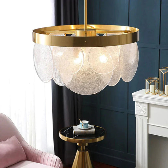 Luxury Brass Chandelier For Living Room Milky White Bubble Glass Plate Led Lamp Dining Modern