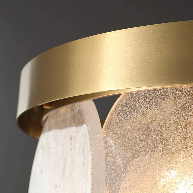 Luxury Brass Chandelier For Living Room Milky White Bubble Glass Plate Led Lamp Dining Modern