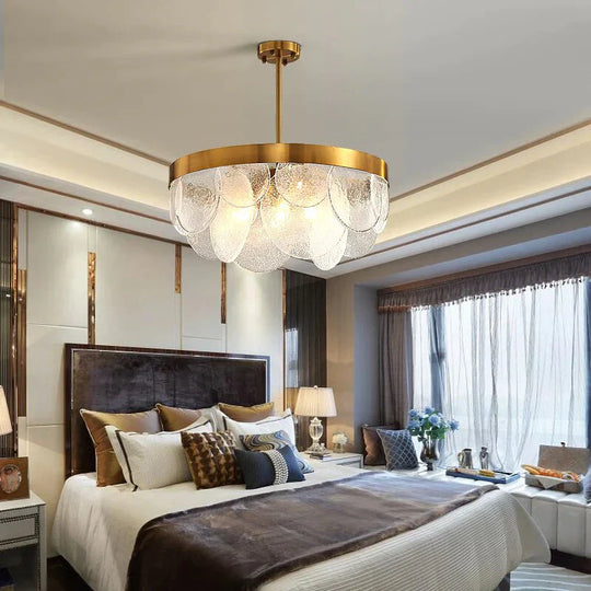 Luxury Brass Chandelier For Living Room Milky White Bubble Glass Plate Led Lamp Dining Modern