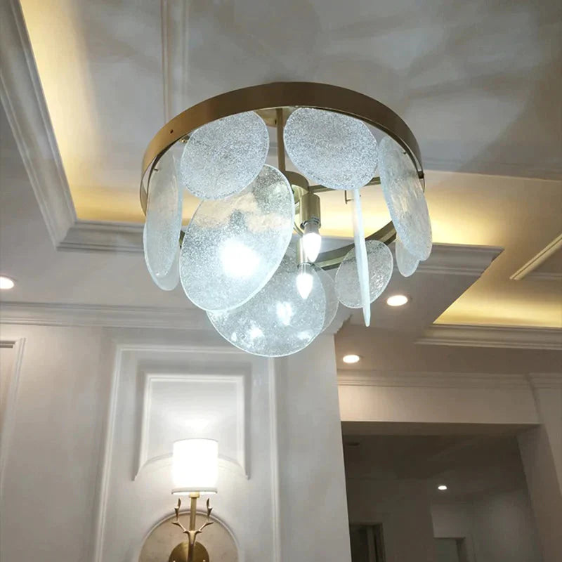 Luxury Brass Chandelier For Living Room Milky White Bubble Glass Plate Led Lamp Dining Modern