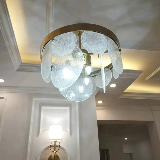 Luxury Brass Chandelier For Living Room Milky White Bubble Glass Plate Led Lamp Dining Modern