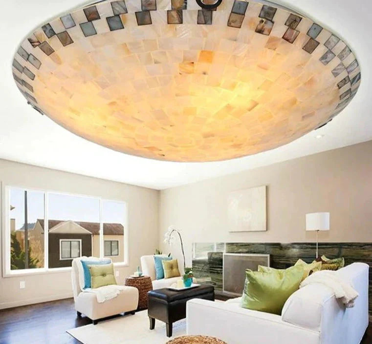 Tiffany Mediterranean Natural Shell Ceiling Light Toilet Lustres Night Led Lamp Bedroom Lighting