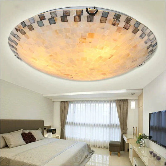 Tiffany Mediterranean Natural Shell Ceiling Light Toilet Lustres Night Led Lamp Bedroom Lighting