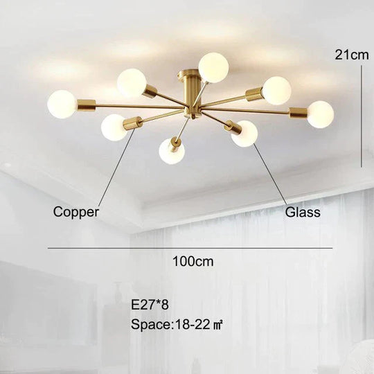 Modern Copper Ceiling Light Dining Brass Lamp Living Led Fixtures Kitchen Lustres Lights Nordic