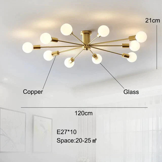 Modern Copper Ceiling Light Dining Brass Lamp Living Led Fixtures Kitchen Lustres Lights Nordic