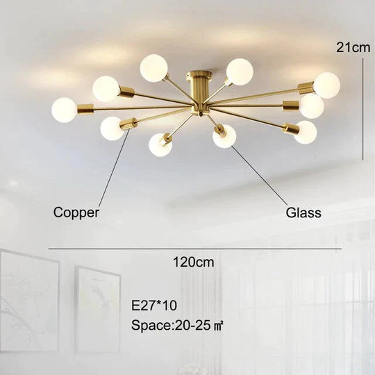 Modern Copper Ceiling Light Dining Brass Lamp Living Led Fixtures Kitchen Lustres Lights Nordic