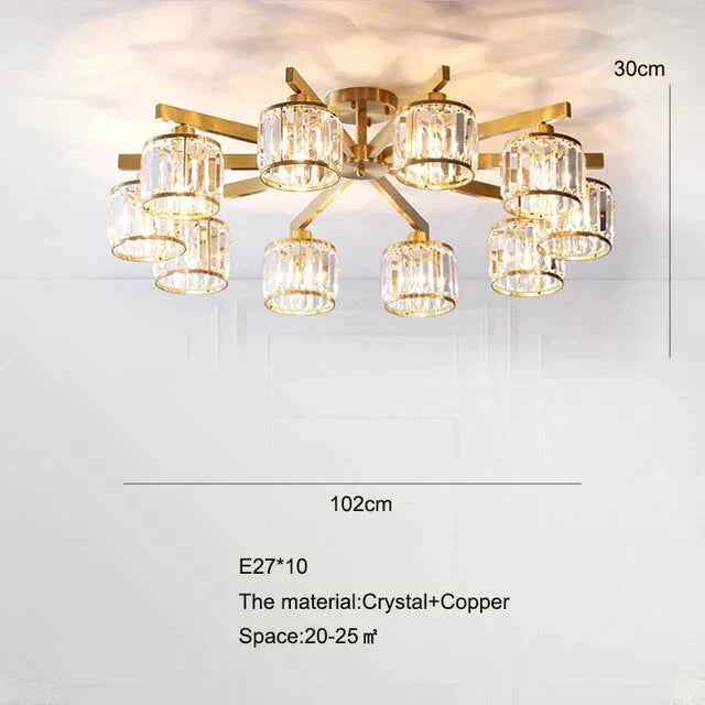 Crystal Ceiling Lights Bedroom Modern Design Copper Lamp Dining Room Led Kitchen Lustre Living