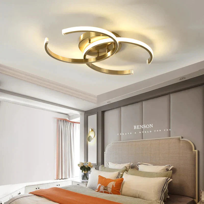 Modern Changeable Led Ceiling Lamp Living Room Copper Lights Bedroom Kitchen Fixtures Lighting With