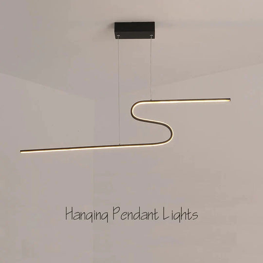 Z Shape Hanging Pendant Lights For Dining Room Kitchen Home Deco Black Or White Finish Lamp