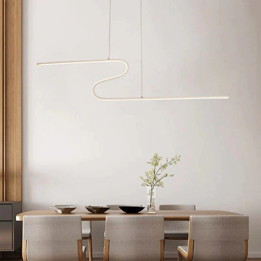 Z Shape Hanging Pendant Lights For Dining Room Kitchen Home Deco Black Or White Finish Lamp