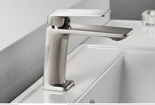 Hydrobliss - Modern Top Handle Bathroom Faucet Brushed Nickel