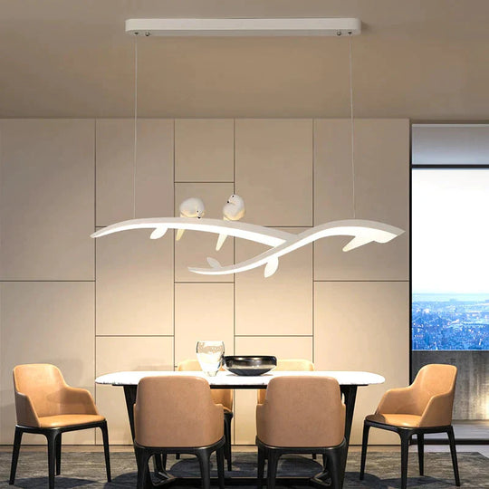 Modern Led Pendant Lights For Dining Room Kitchen Bar Shop Lamp White With Bird Free Shipping