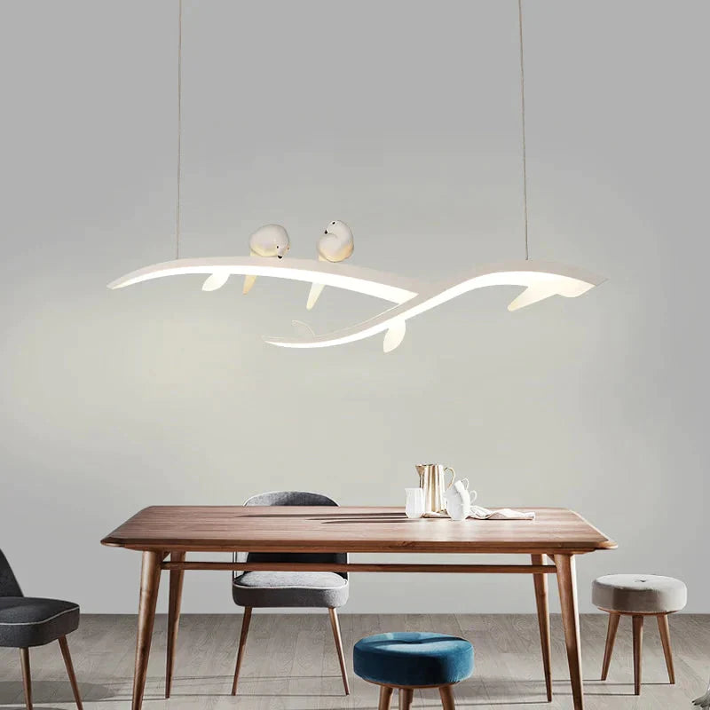 Modern Led Pendant Lights For Dining Room Kitchen Bar Shop Lamp White With Bird Free Shipping