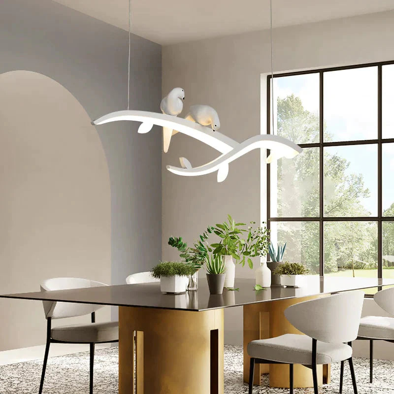 Modern Led Pendant Lights For Dining Room Kitchen Bar Shop Lamp White With Bird Free Shipping