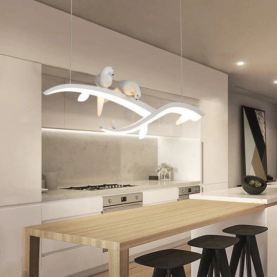 Modern Led Pendant Lights For Dining Room Kitchen Bar Shop Lamp White With Bird Free Shipping