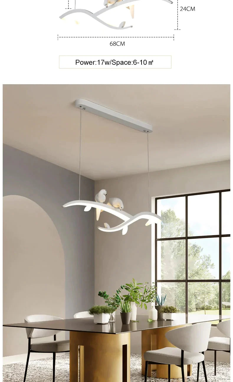 Modern Led Pendant Lights For Dining Room Kitchen Bar Shop Lamp White With Bird Free Shipping