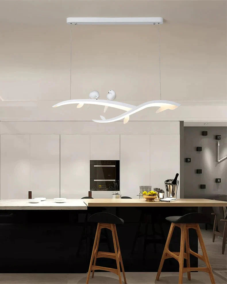 Modern Led Pendant Lights For Dining Room Kitchen Bar Shop Lamp White With Bird Free Shipping