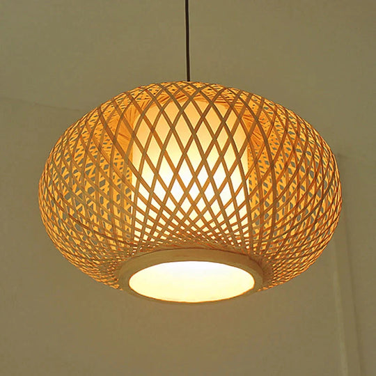 Hand Knitted Bamboo Pendant Light Japan Style E27 For Restaurant Bedroom Rustic Rattan Art