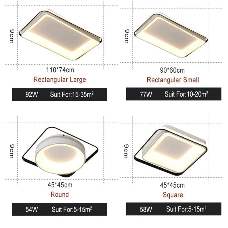 Modern Acrylic Ceiling Lights For Bedroom Support Remote Control Led Surface Mount Lamps White And