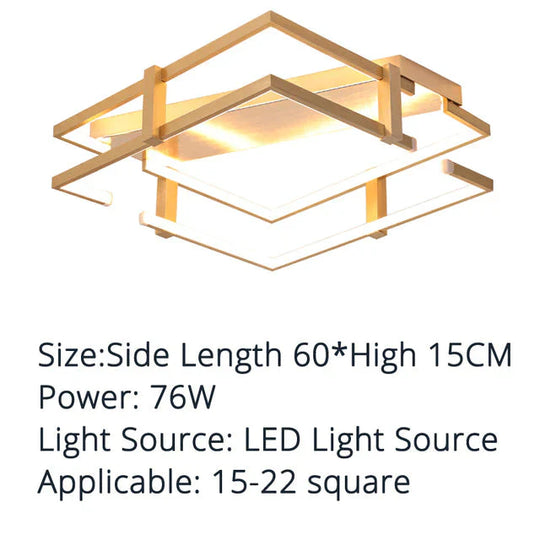 Ceiling Lights Gold Body Round/Square For Bedroom Living Room Remote Control Led Lamps / Square