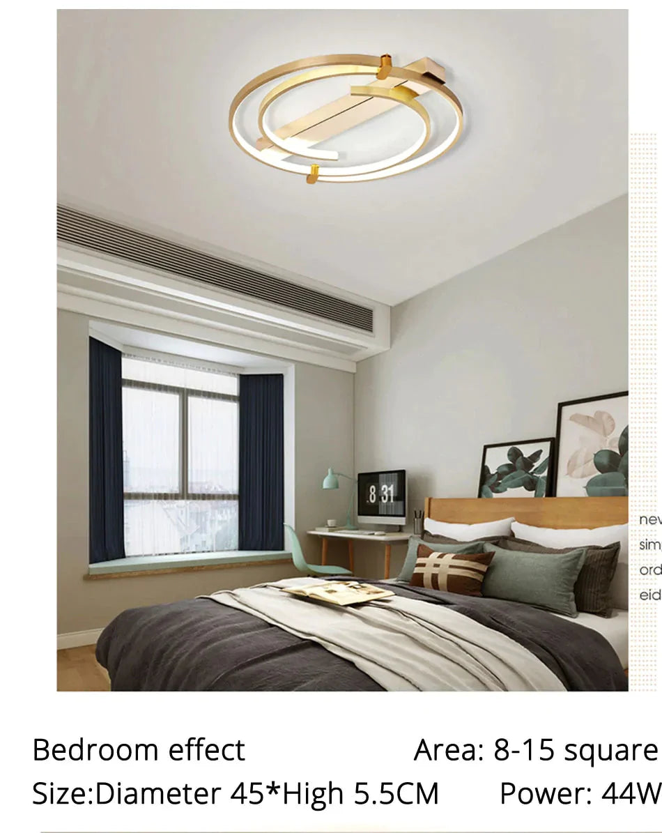 Ceiling Lights Gold Body Round/Square For Bedroom Living Room Remote Control Led Lamps / Round